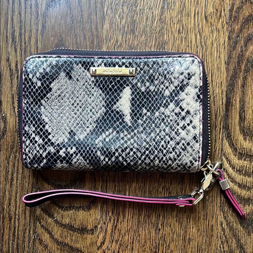 Stella & Dot Snake Print Wristlet Wallet with Pink accents